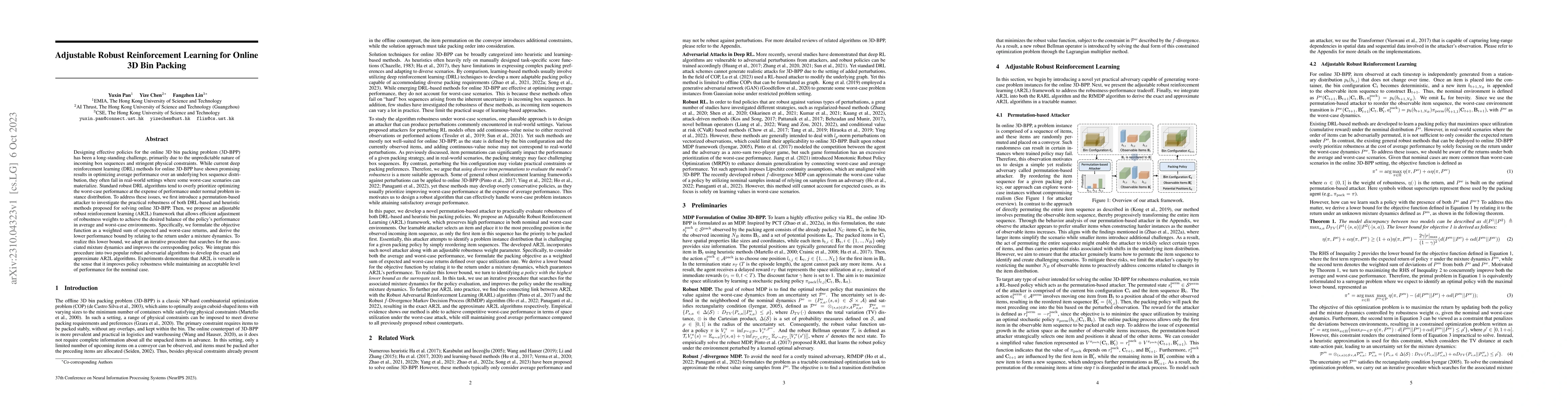 Thumbnail for Adjustable Robust Reinforcement Learning for Online 3D Bin Packing