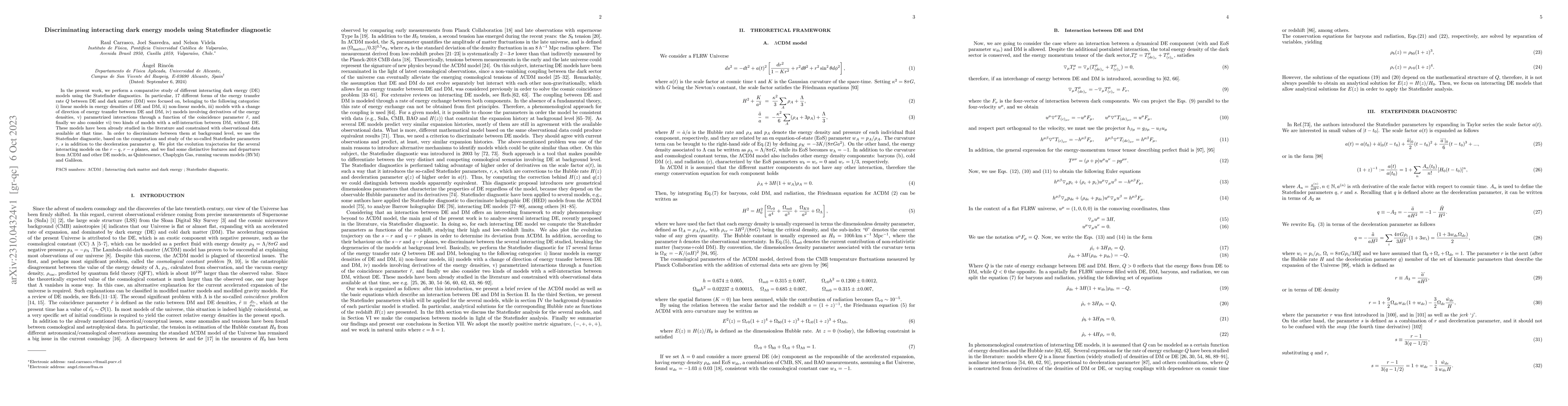 Thumbnail for Discriminating interacting dark energy models using Statefinder
  diagnostic