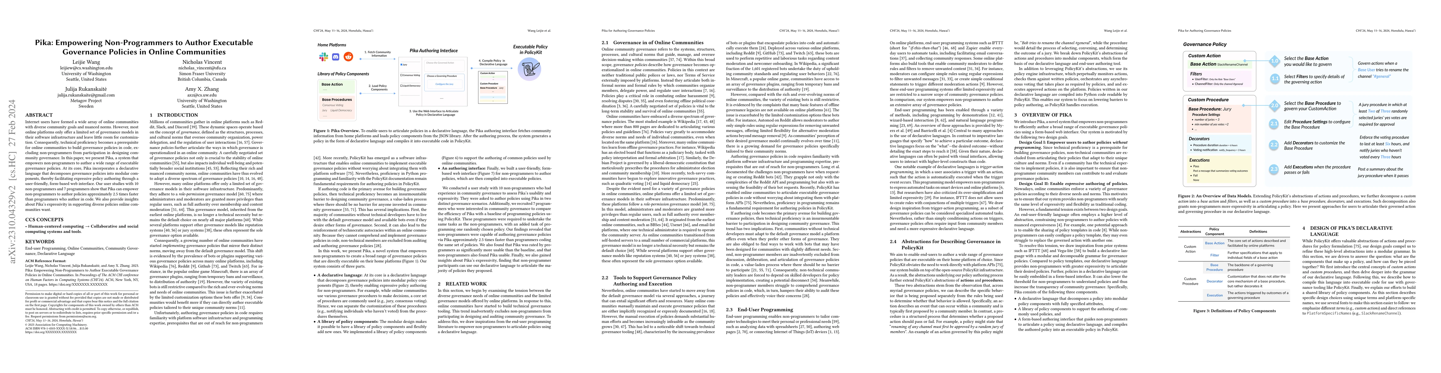 Thumbnail for Pika: Empowering Non-Programmers to Author Executable Governance
  Policies in Online Communities
