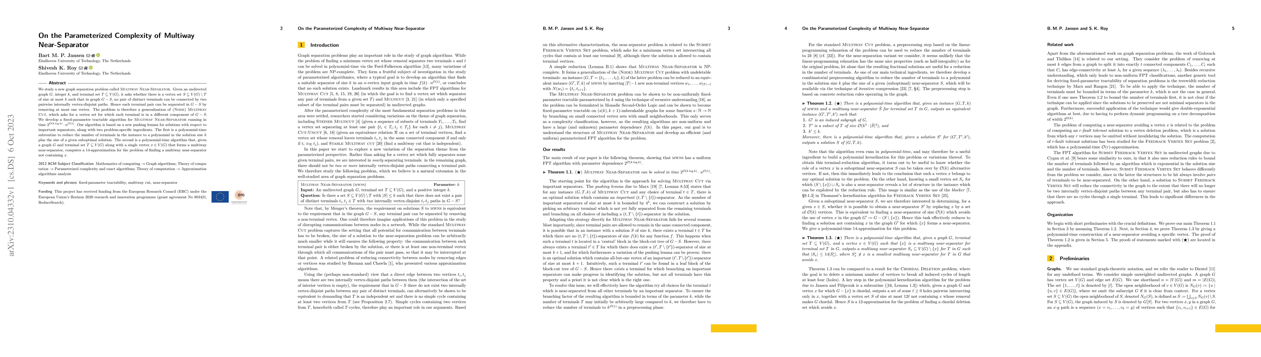 Thumbnail for On the Parameterized Complexity of Multiway Near-Separator