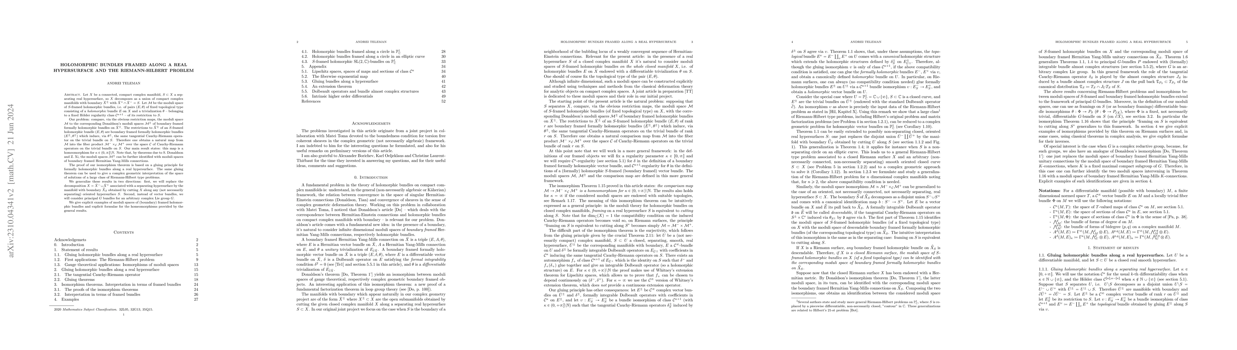 Thumbnail for Holomorphic bundles framed along a real hypersurface and the
  Riemann-Hilbert problem