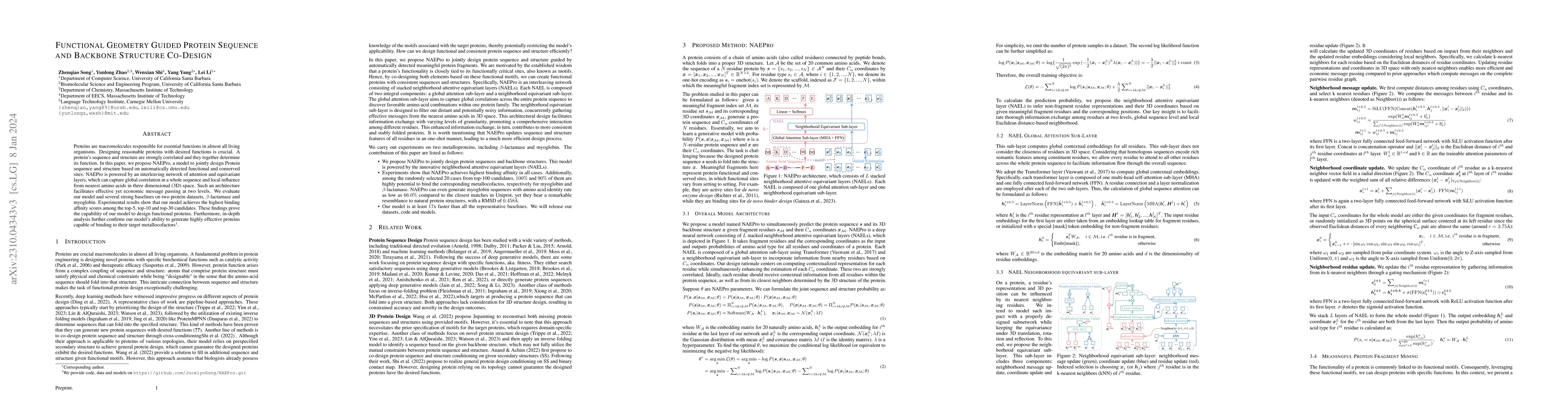 Thumbnail for Functional Geometry Guided Protein Sequence and Backbone Structure
  Co-Design