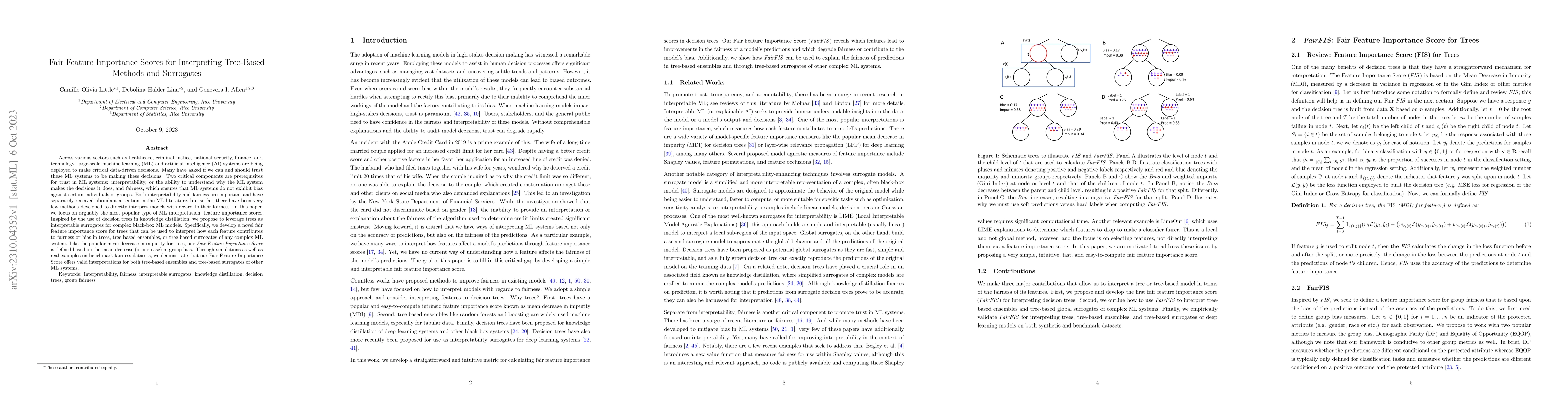 Thumbnail for Fair Feature Importance Scores for Interpreting Tree-Based Methods and
  Surrogates
