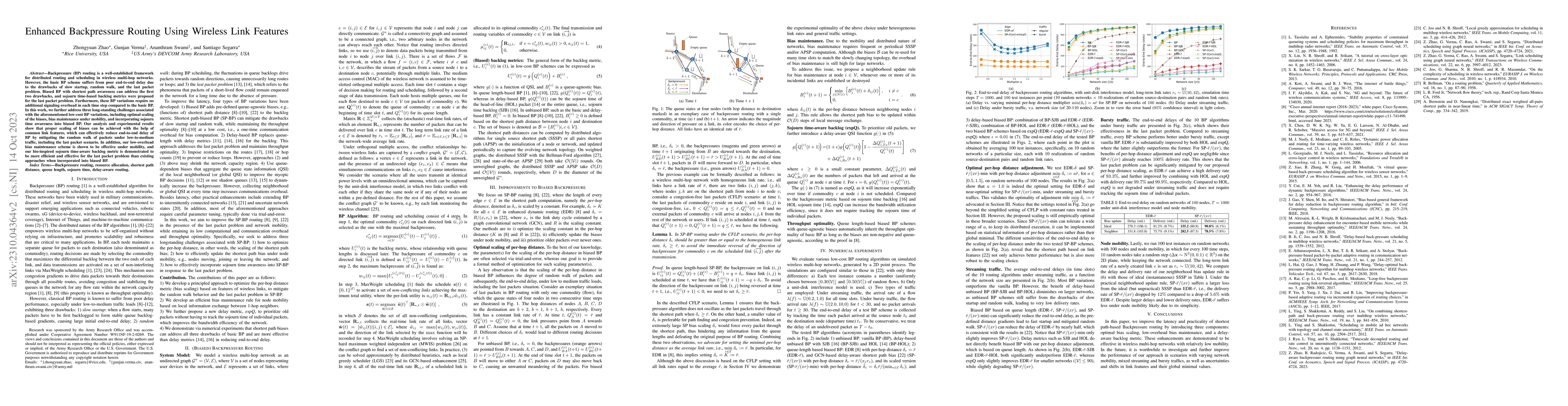 Thumbnail for Enhanced Backpressure Routing Using Wireless Link Features