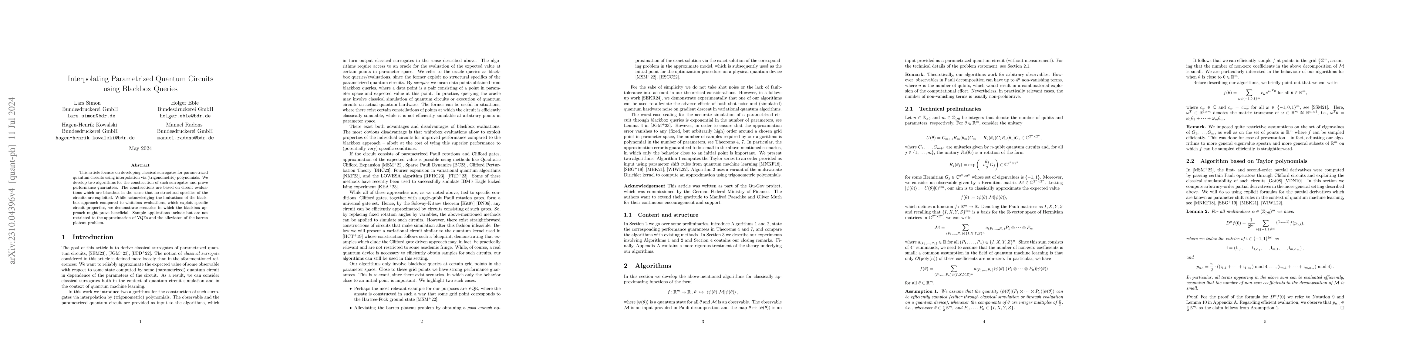 Thumbnail for Interpolating Parametrized Quantum Circuits using Blackbox Queries