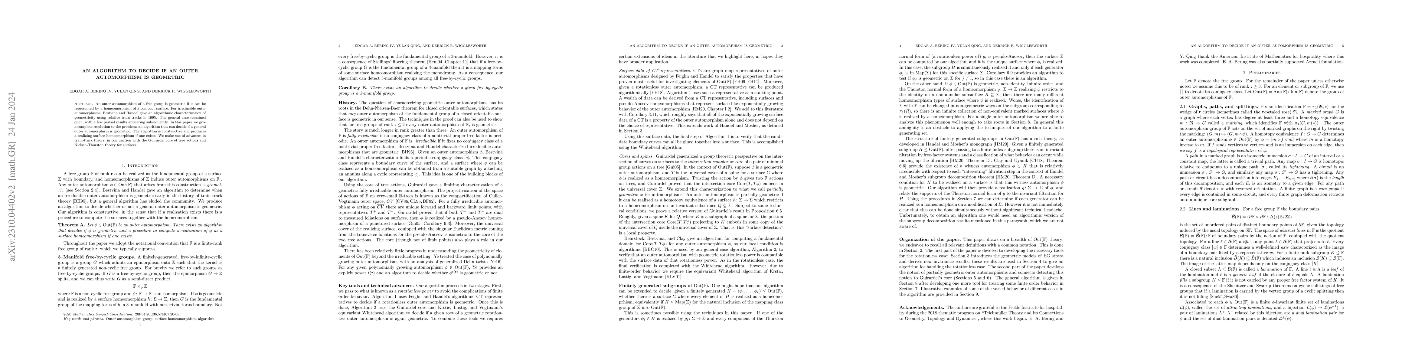Thumbnail for An algorithm to decide if an outer automorphism is geometric