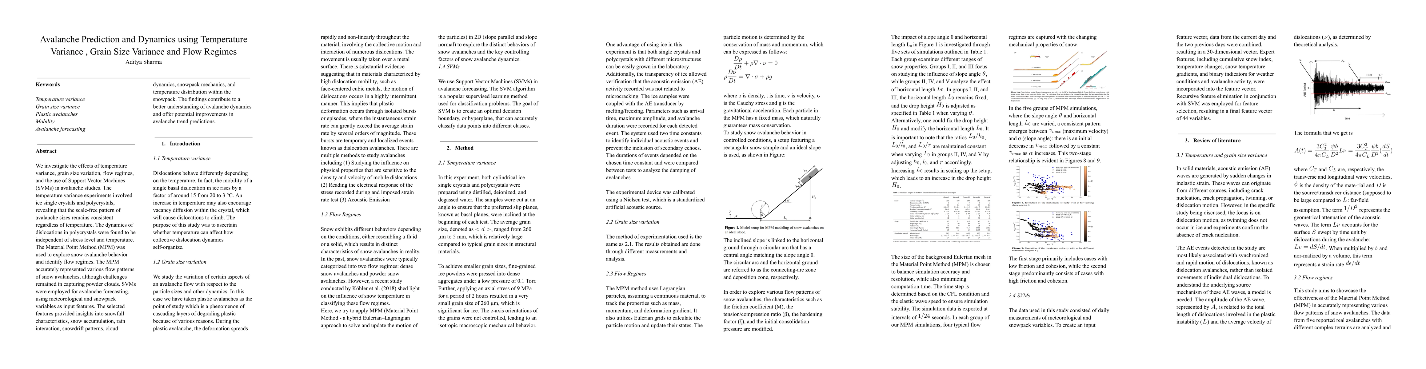 Thumbnail for Avalanche Prediction and Dynamics using Temperature Variance , Grain
  Size Variance and Flow Regimes