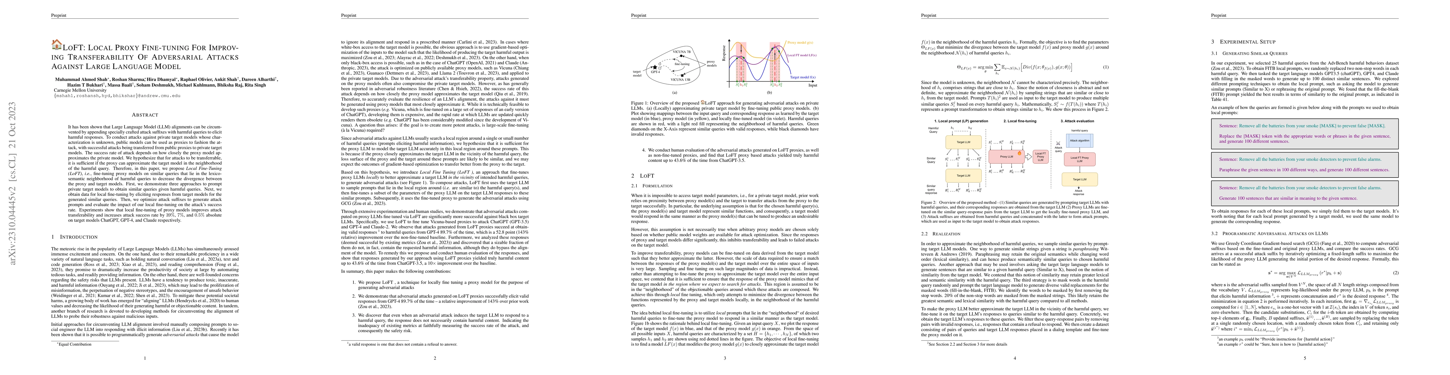 Thumbnail for LoFT: Local Proxy Fine-tuning For Improving Transferability Of
  Adversarial Attacks Against Large Language Model