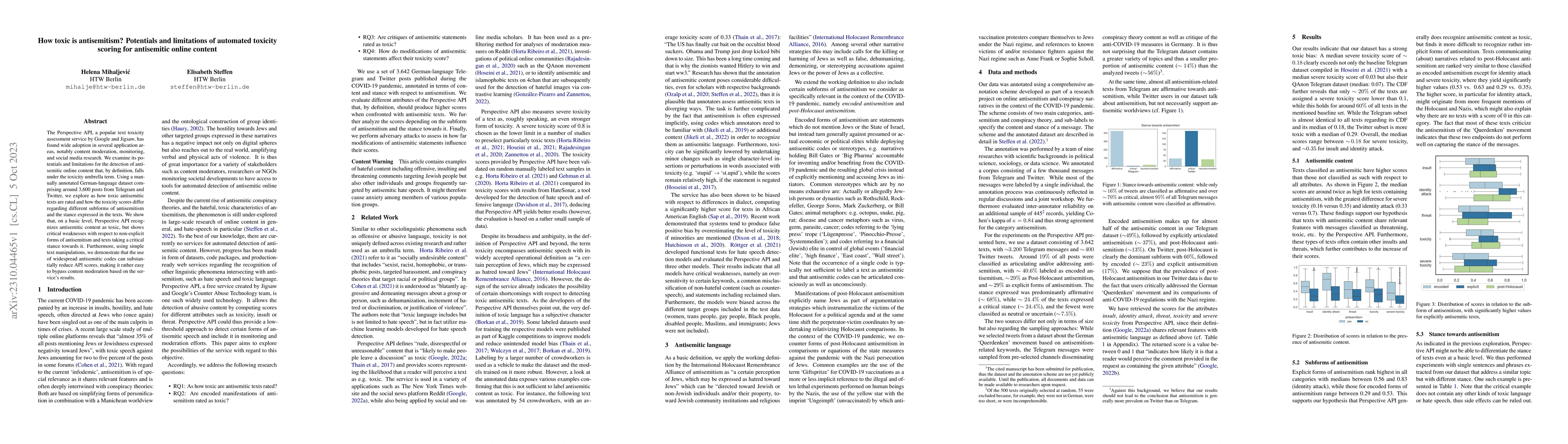 Thumbnail for How toxic is antisemitism? Potentials and limitations of automated
  toxicity scoring for antisemitic online content