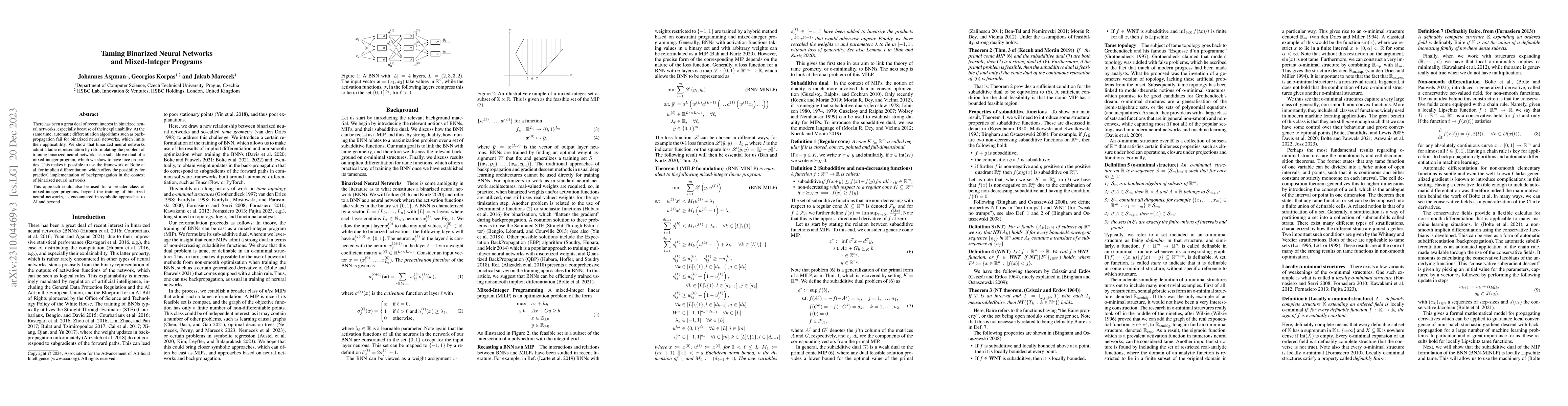 Thumbnail for Taming Binarized Neural Networks and Mixed-Integer Programs