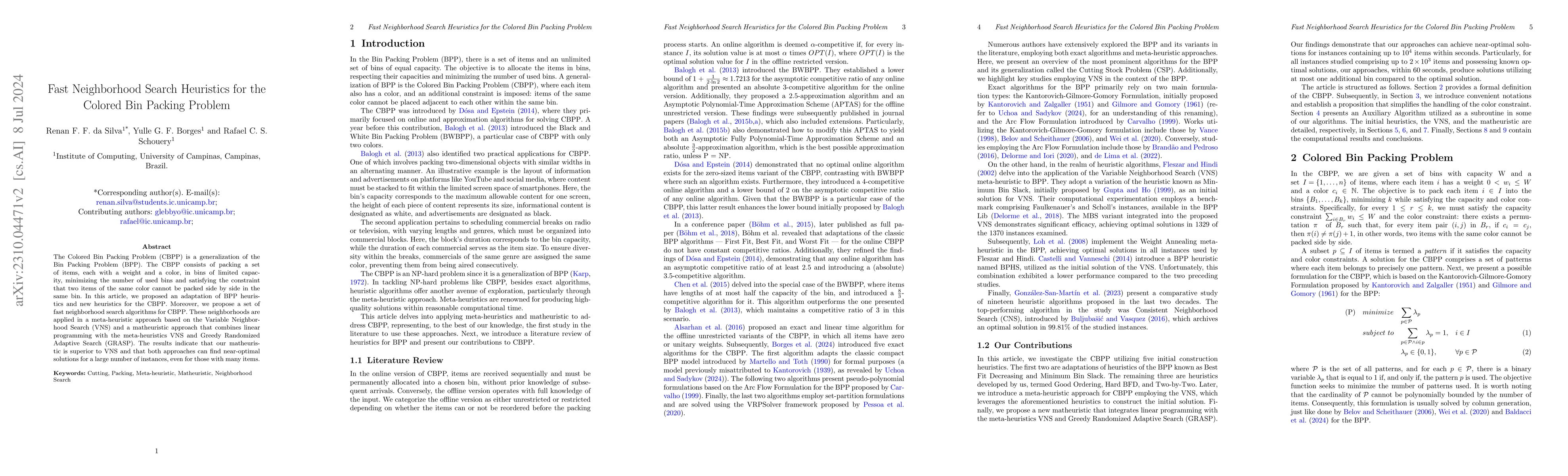 Thumbnail for Fast Neighborhood Search Heuristics for the Colored Bin Packing Problem