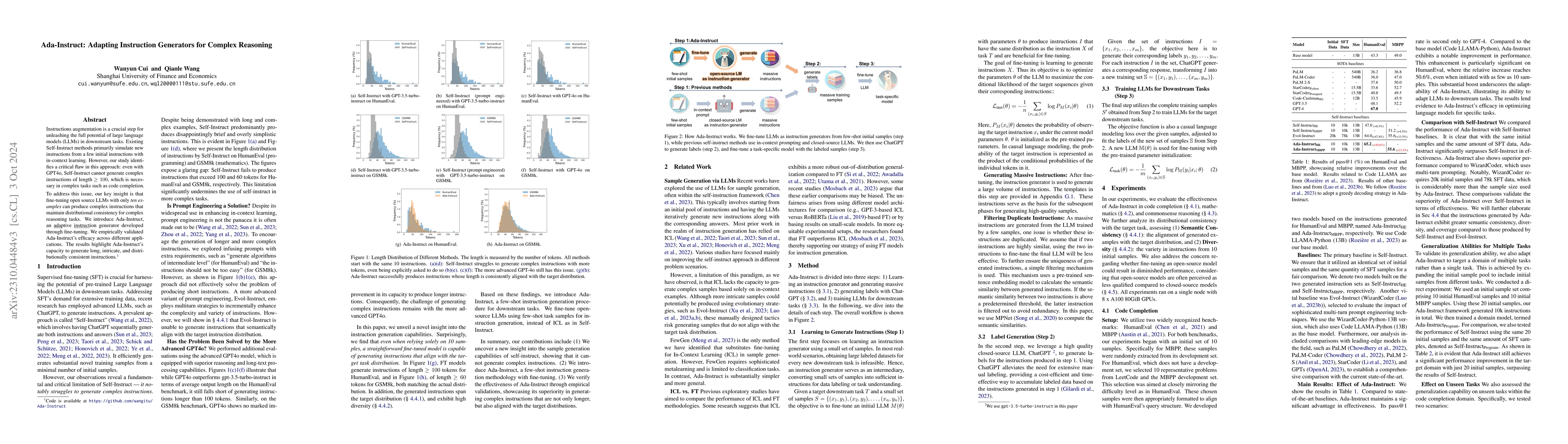 Thumbnail for Ada-Instruct: Adapting Instruction Generators for Complex Reasoning