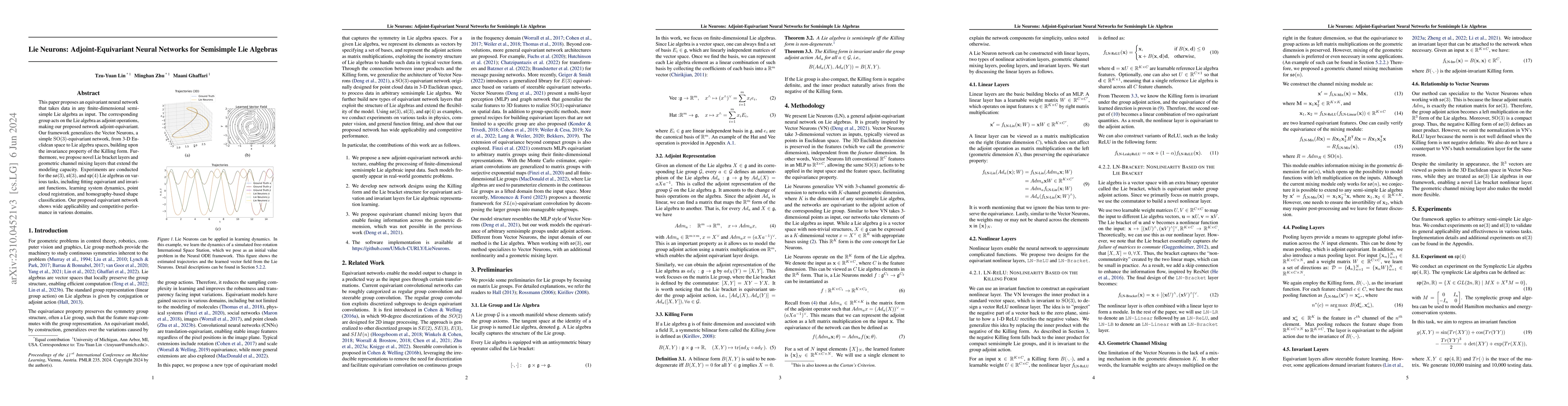 Thumbnail for Lie Neurons: Adjoint-Equivariant Neural Networks for Semisimple Lie
  Algebras