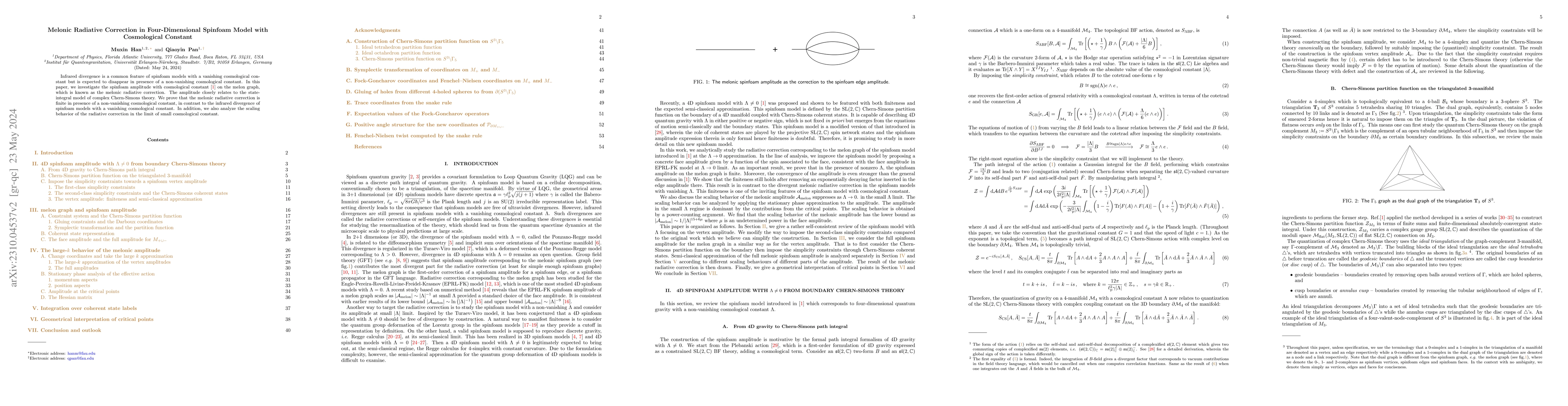 Thumbnail for Melonic Radiative Correction in Four-Dimensional Spinfoam Model with
  Cosmological Constant