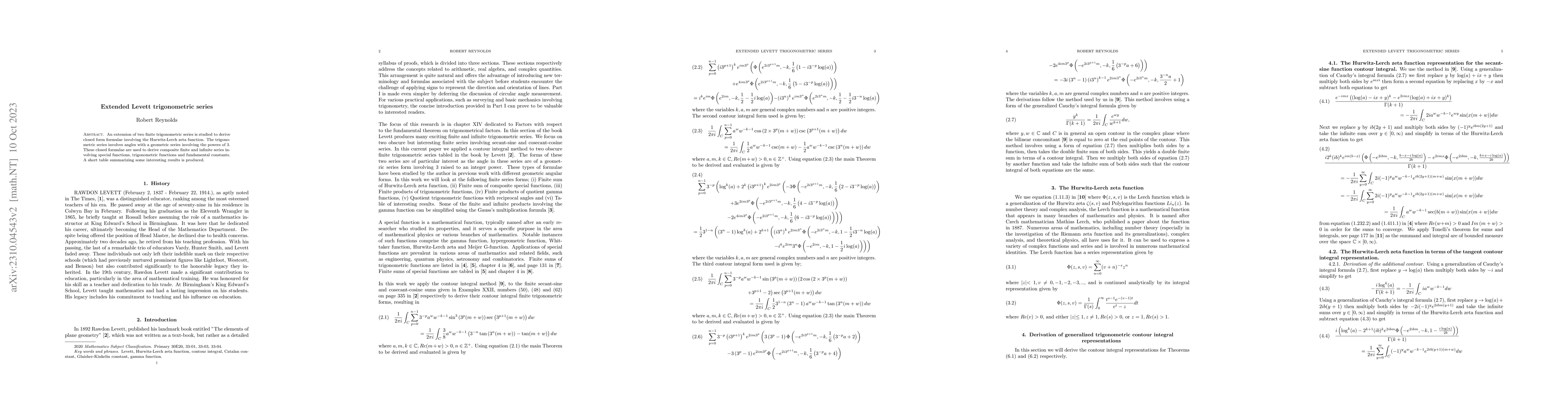 Thumbnail for Extended Levett trigonometric series