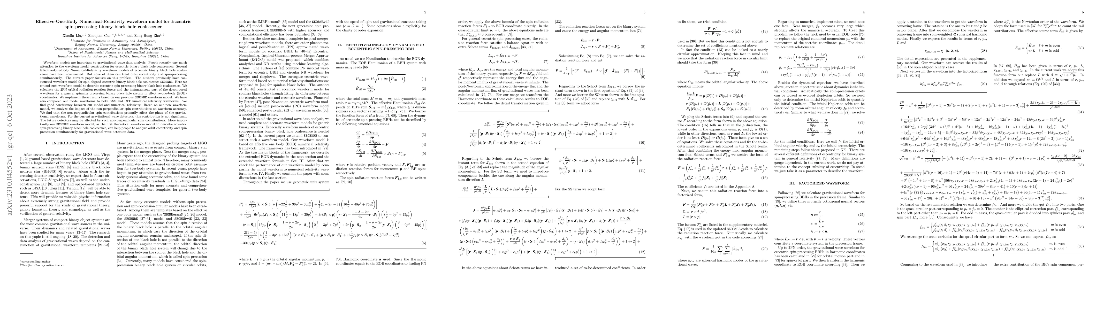 Thumbnail for Effective-One-Body Numerical-Relativity waveform model for Eccentric
  spin-precessing binary black hole coalescence