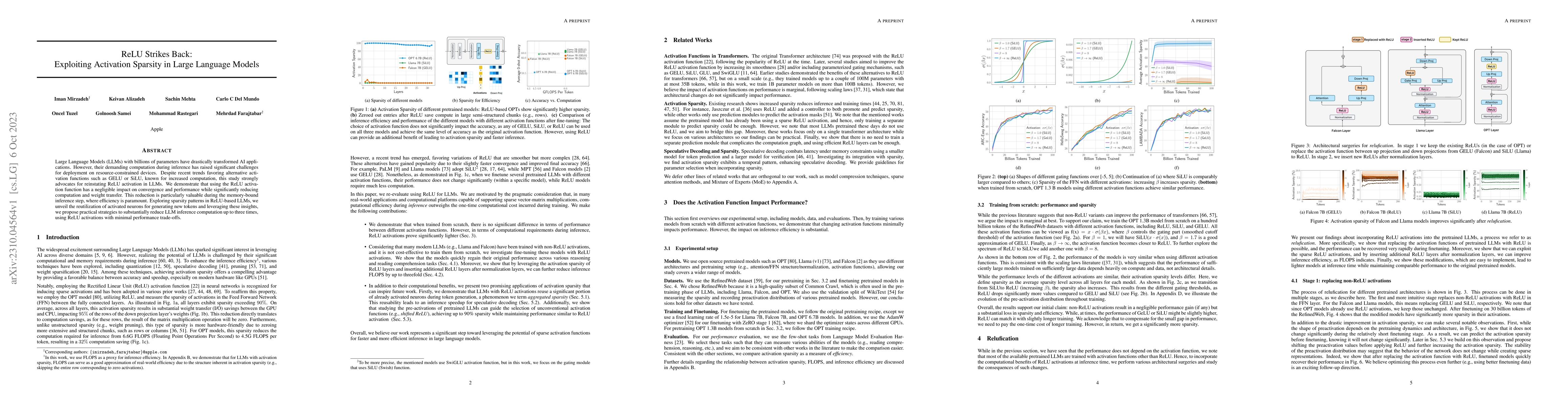 Thumbnail for ReLU Strikes Back: Exploiting Activation Sparsity in Large Language
  Models