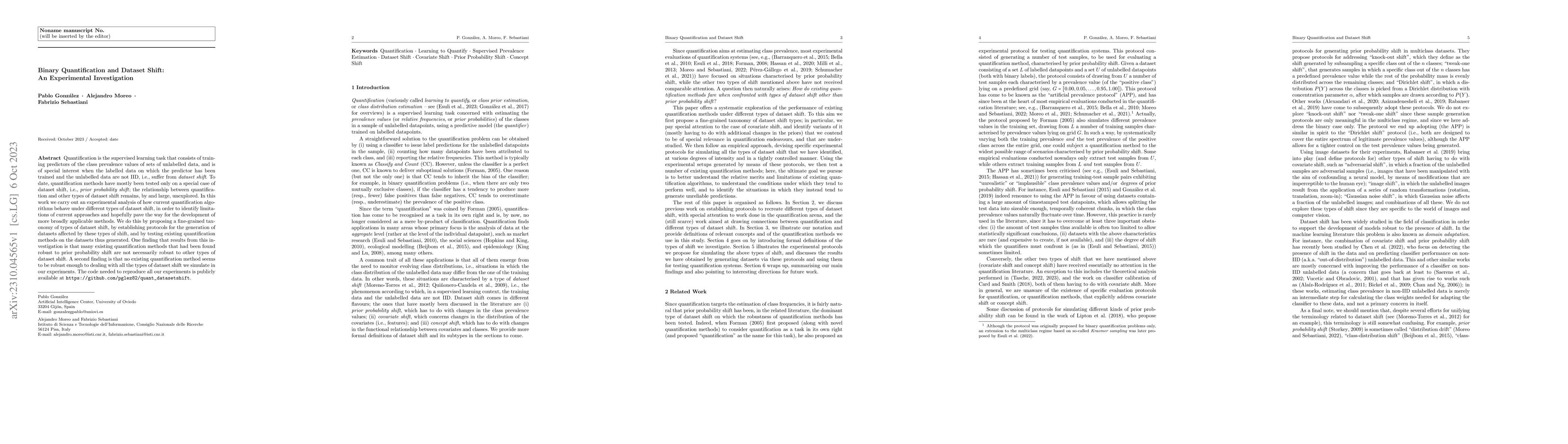 Thumbnail for Binary Quantification and Dataset Shift: An Experimental Investigation