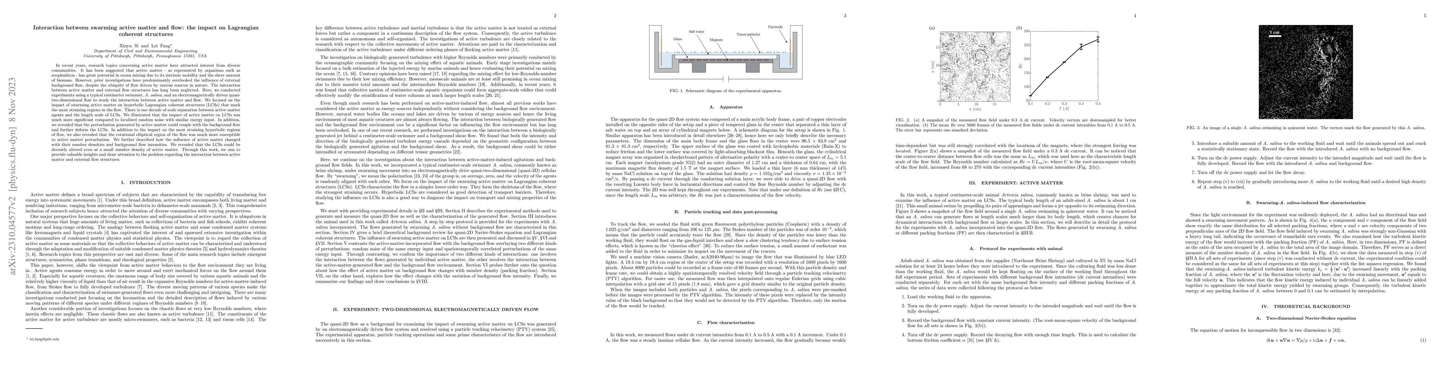Thumbnail for Interaction between swarming active matter and flow: the impact on
  Lagrangian coherent structures