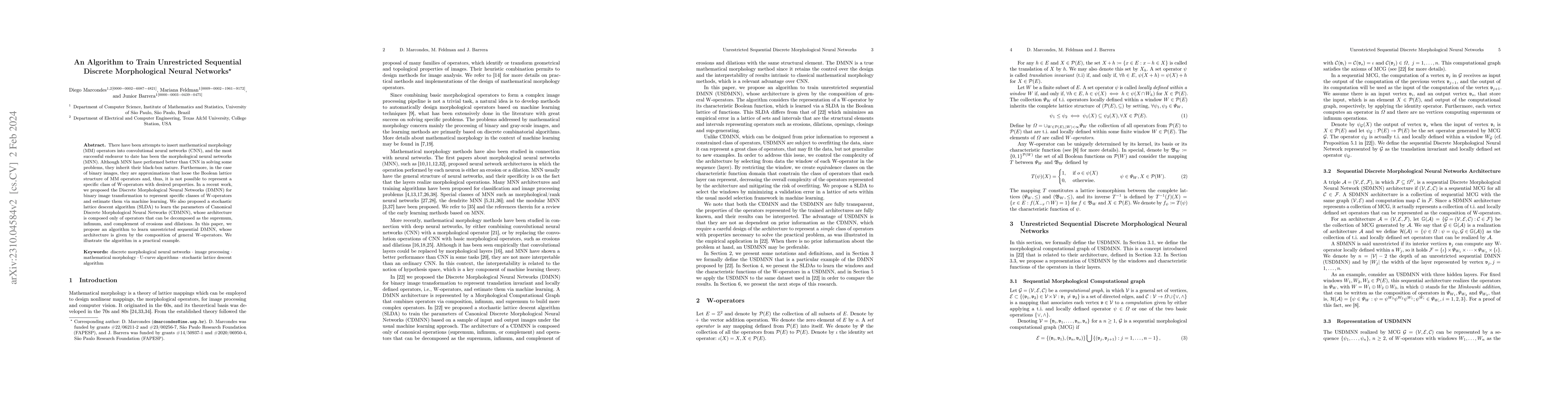 Thumbnail for An Algorithm to Train Unrestricted Sequential Discrete Morphological
  Neural Networks