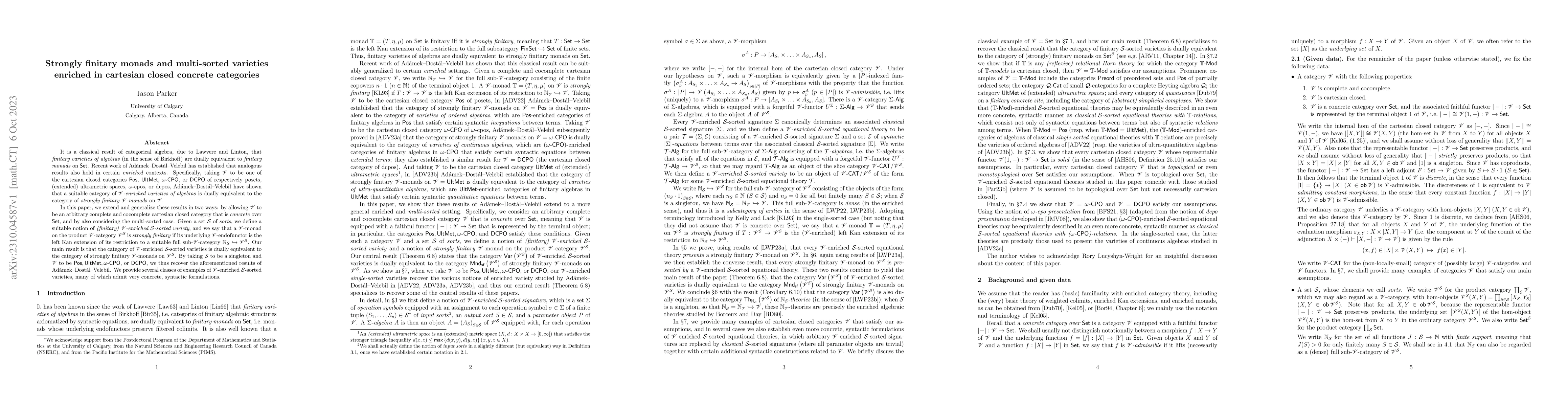 Thumbnail for Strongly finitary monads and multi-sorted varieties enriched in
  cartesian closed concrete categories