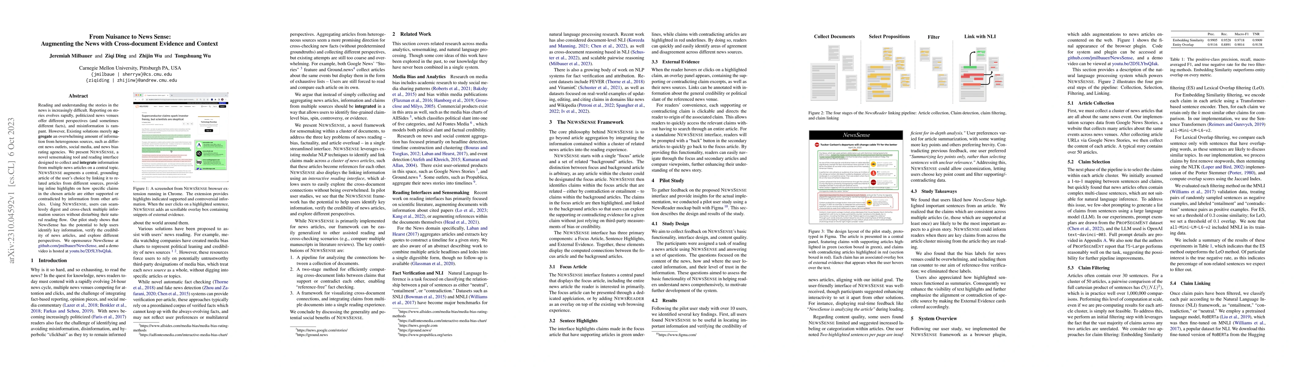 Thumbnail for From Nuisance to News Sense: Augmenting the News with Cross-Document
  Evidence and Context