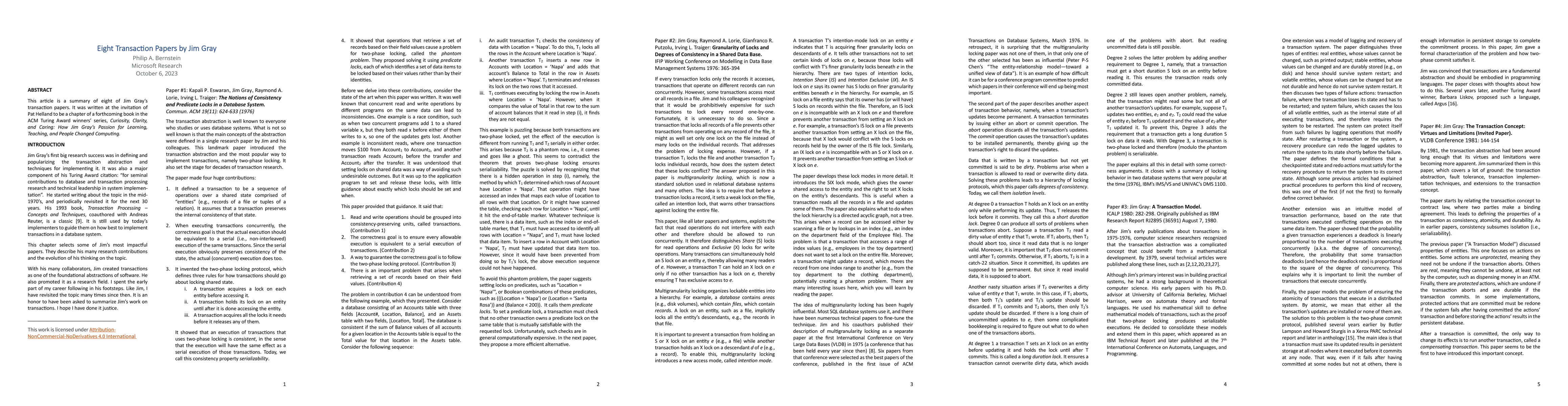 Thumbnail for Eight Transaction Papers by Jim Gray