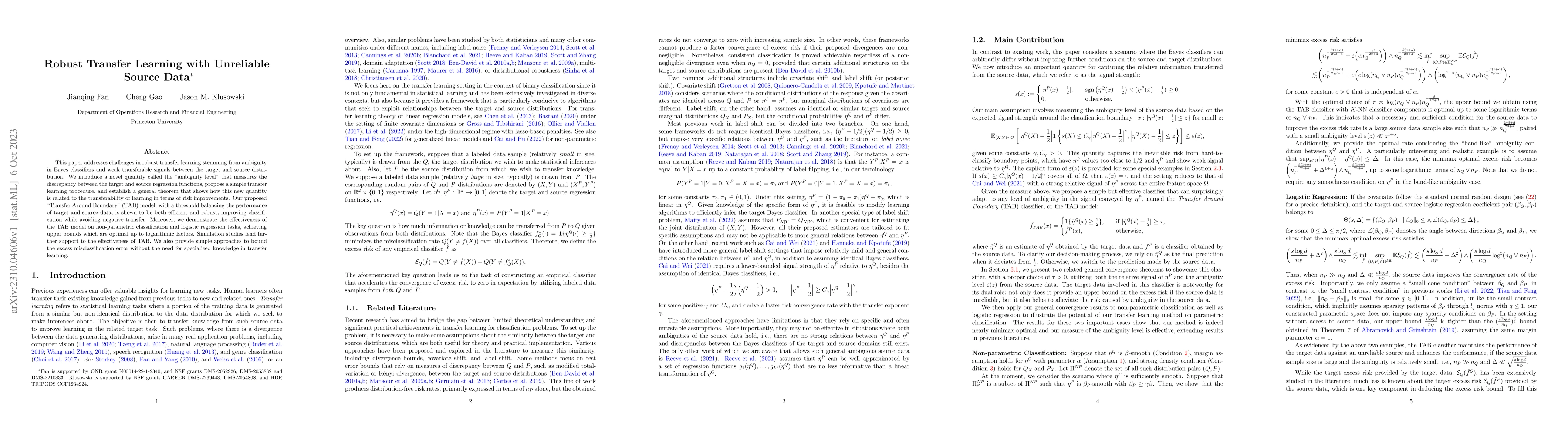 Thumbnail for Robust Transfer Learning with Unreliable Source Data