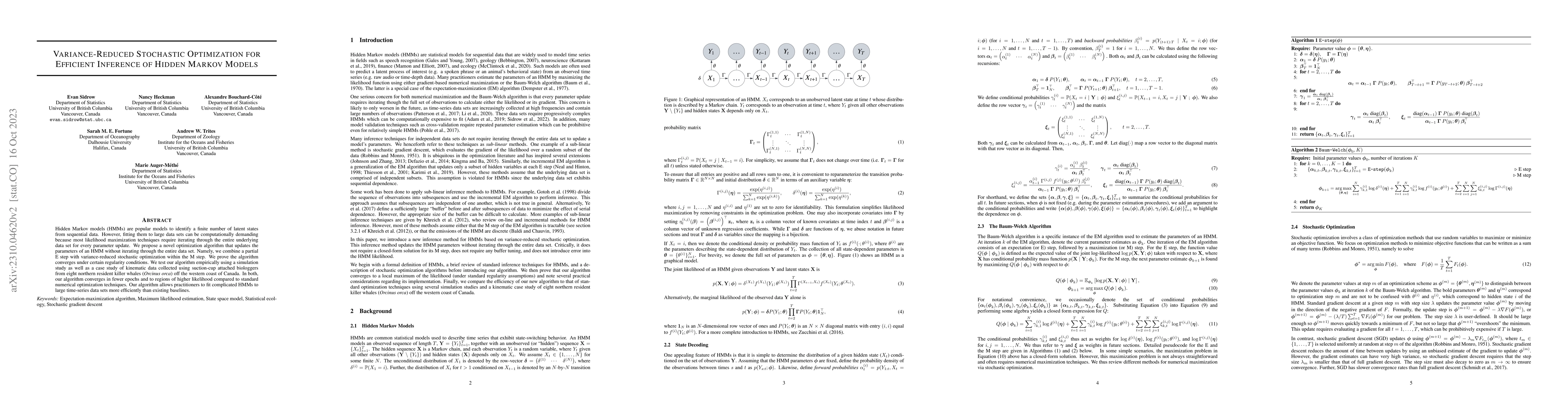 Thumbnail for Variance-Reduced Stochastic Optimization for Efficient Inference of
  Hidden Markov Models