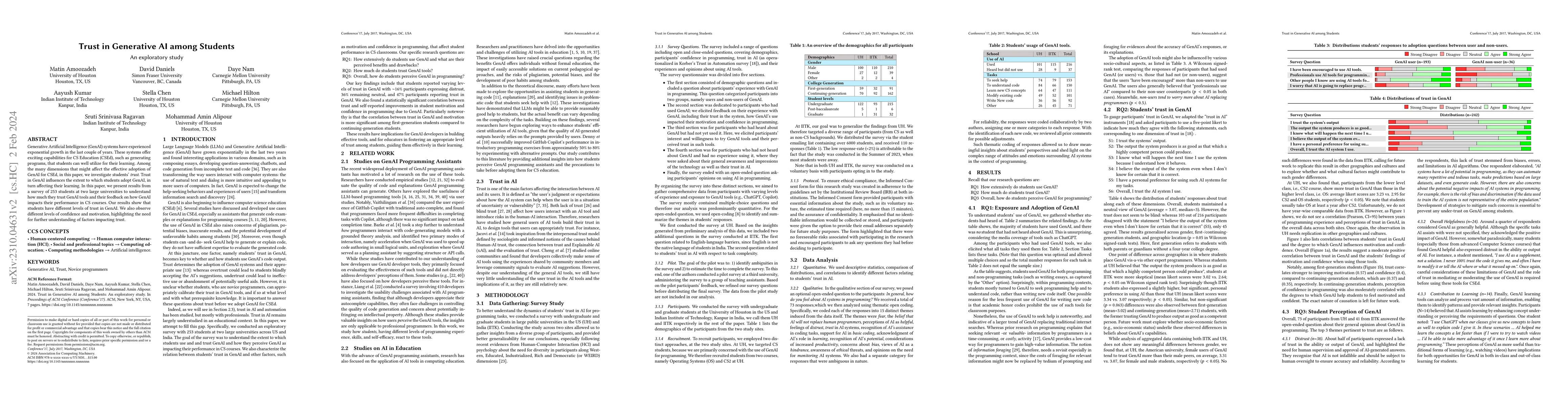 Thumbnail for Trust in Generative AI among students: An Exploratory Study