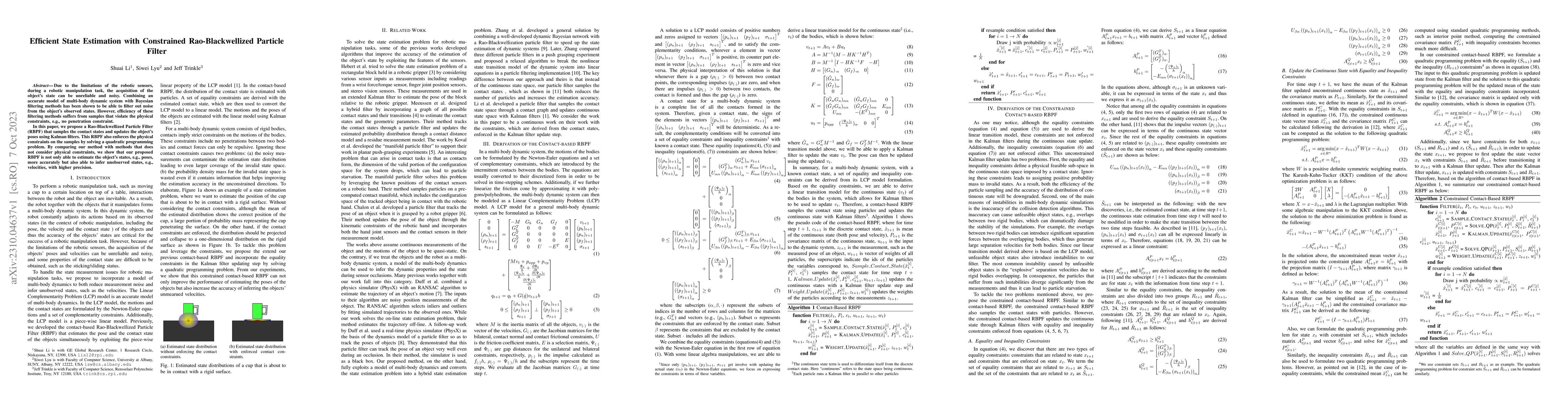 Thumbnail for Efficient State Estimation with Constrained Rao-Blackwellized Particle
  Filter