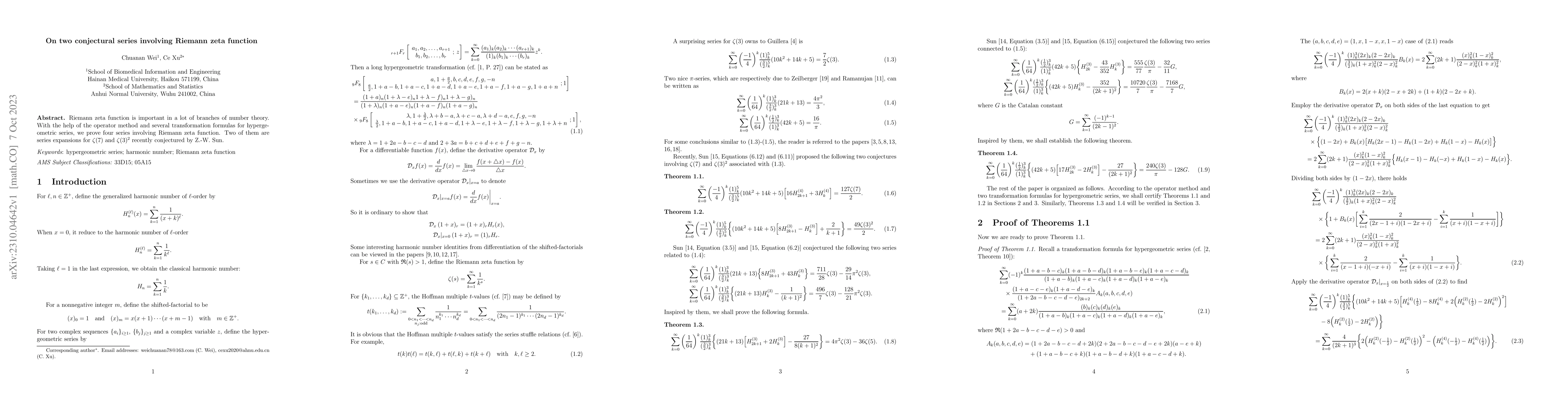 Thumbnail for On two conjectural series involving Riemann zeta function