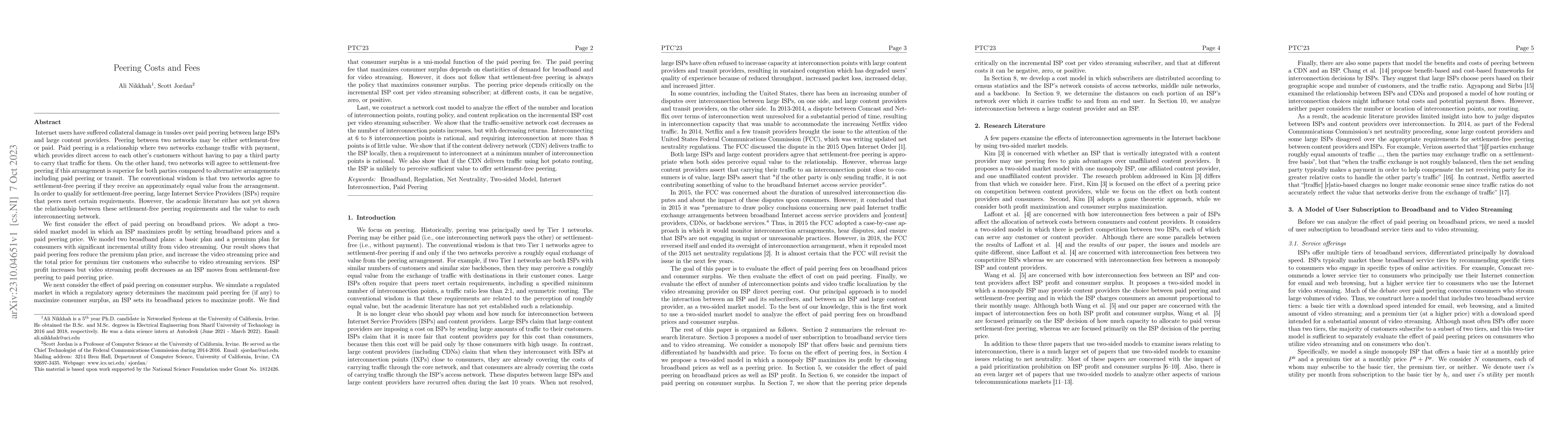 Thumbnail for Peering Costs and Fees