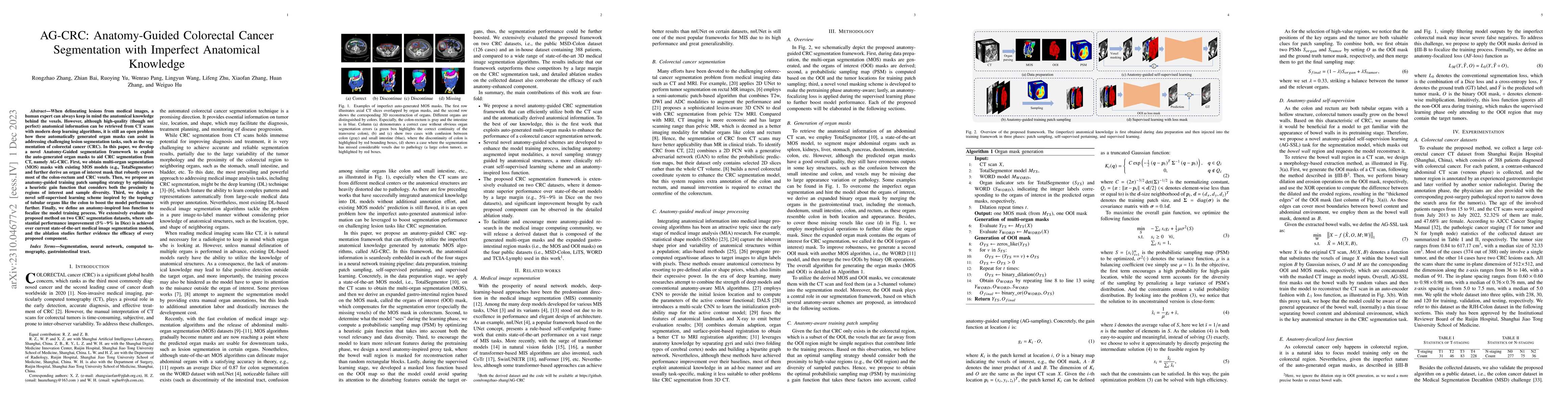 Thumbnail for AG-CRC: Anatomy-Guided Colorectal Cancer Segmentation in CT with
  Imperfect Anatomical Knowledge