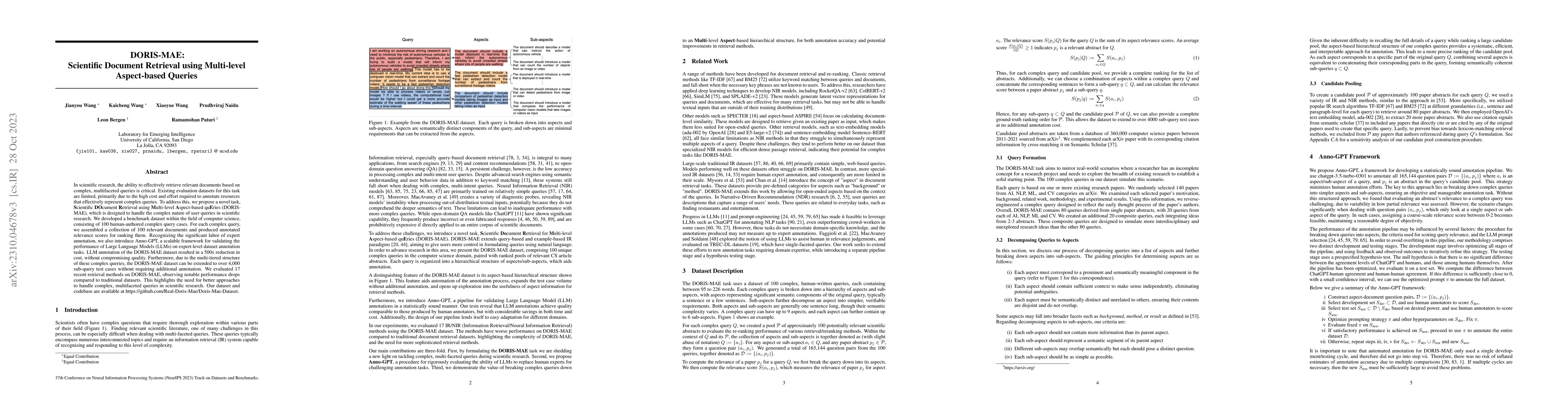 Thumbnail for DORIS-MAE: Scientific Document Retrieval using Multi-level Aspect-based
  Queries