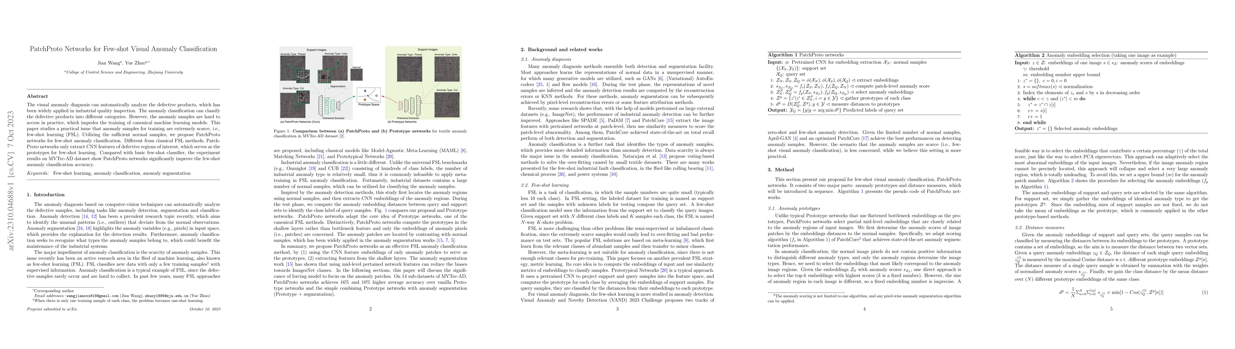Thumbnail for PatchProto Networks for Few-shot Visual Anomaly Classification