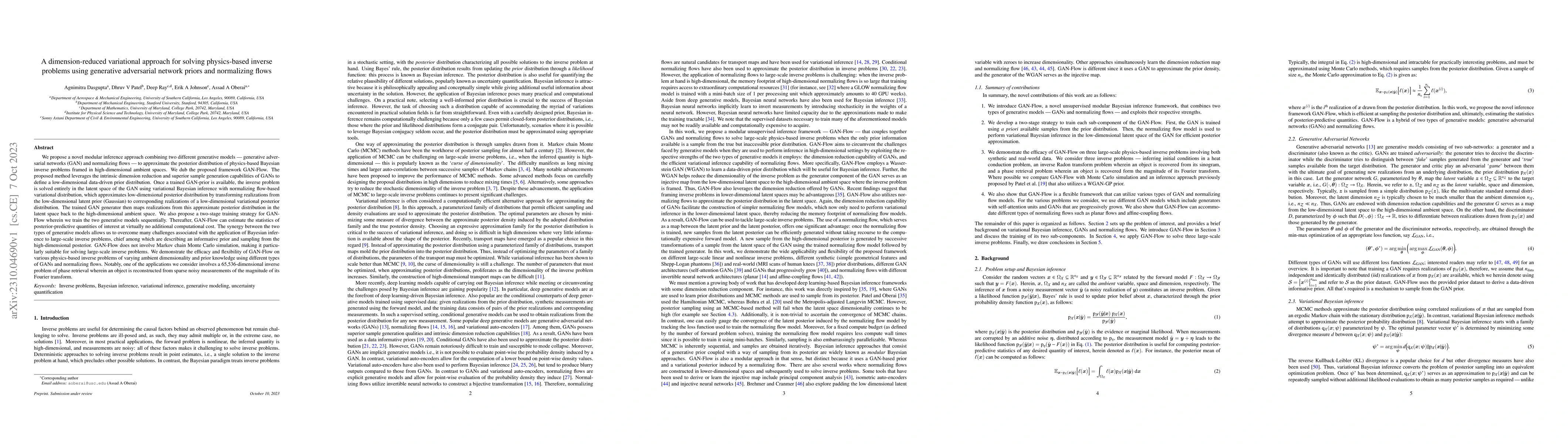 Thumbnail for A dimension-reduced variational approach for solving physics-based
  inverse problems using generative adversarial network priors and normalizing
  flows