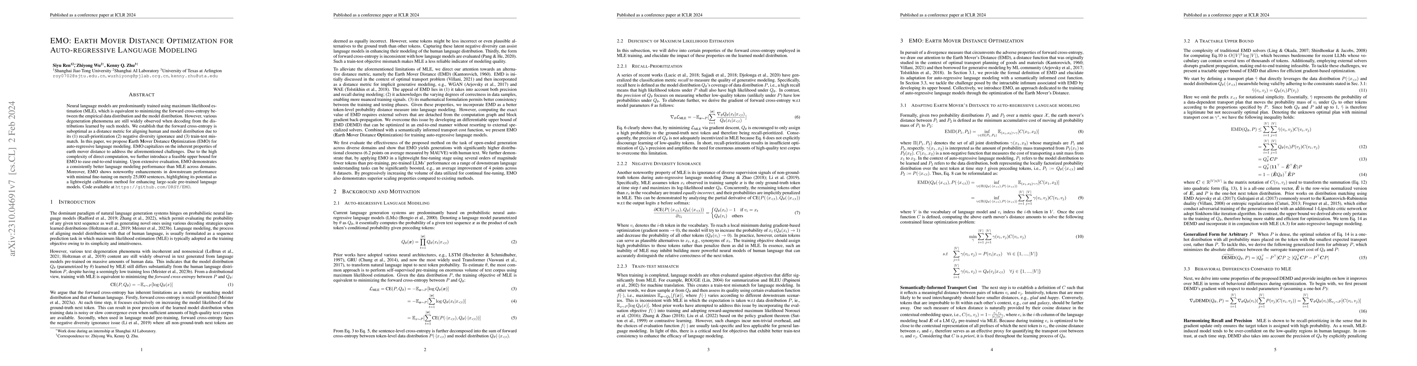 Thumbnail for EMO: Earth Mover Distance Optimization for Auto-Regressive Language
  Modeling