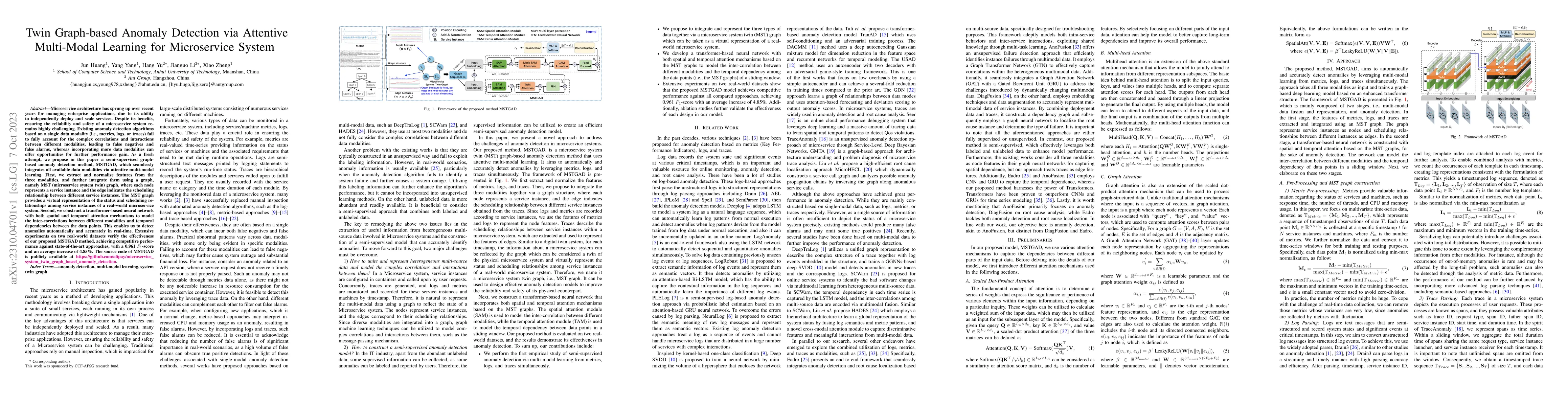Thumbnail for Twin Graph-based Anomaly Detection via Attentive Multi-Modal Learning
  for Microservice System