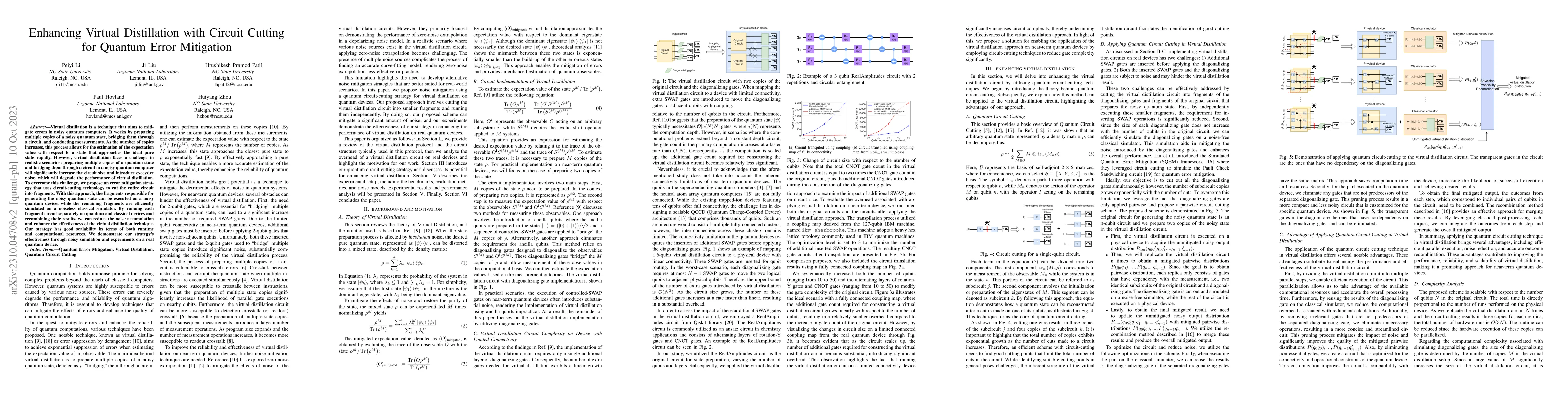 Thumbnail for Enhancing Virtual Distillation with Circuit Cutting for Quantum Error
  Mitigation