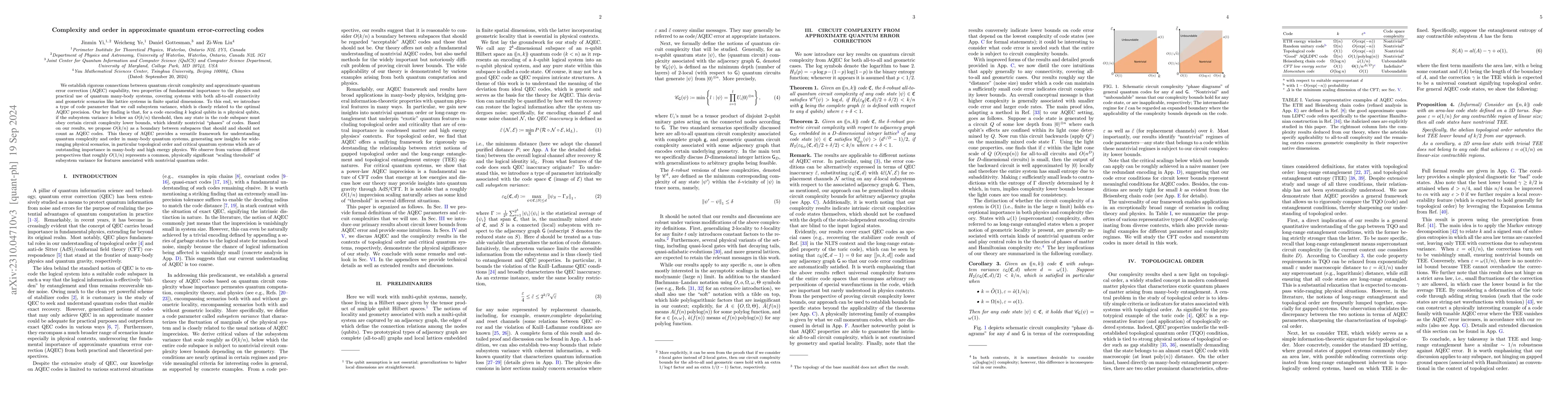 Thumbnail for Complexity and order in approximate quantum error-correcting codes