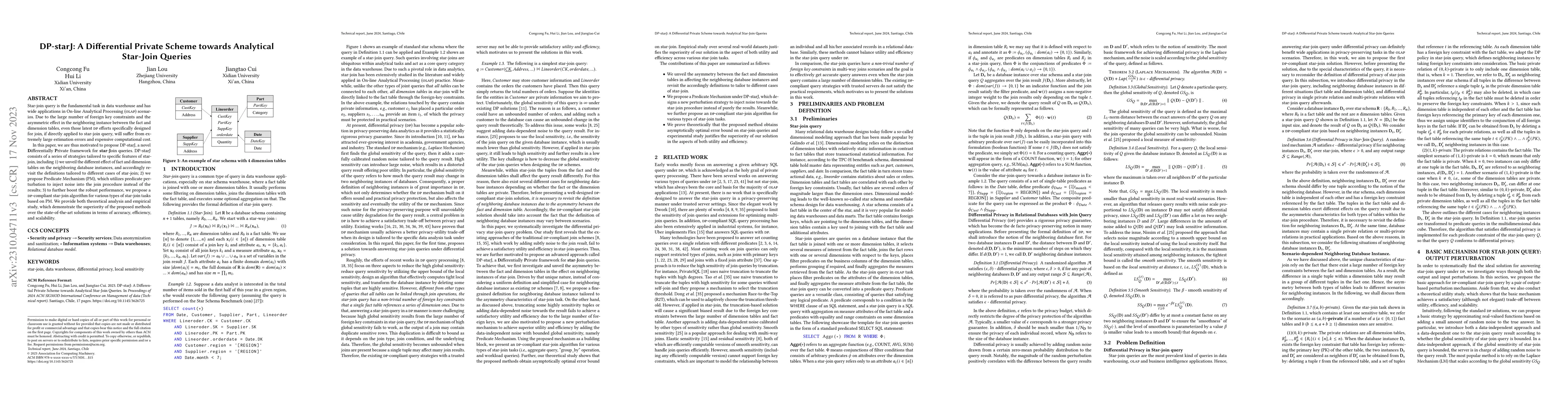 Thumbnail for DP-starJ: A Differential Private Scheme towards Analytical Star-Join
  Queries