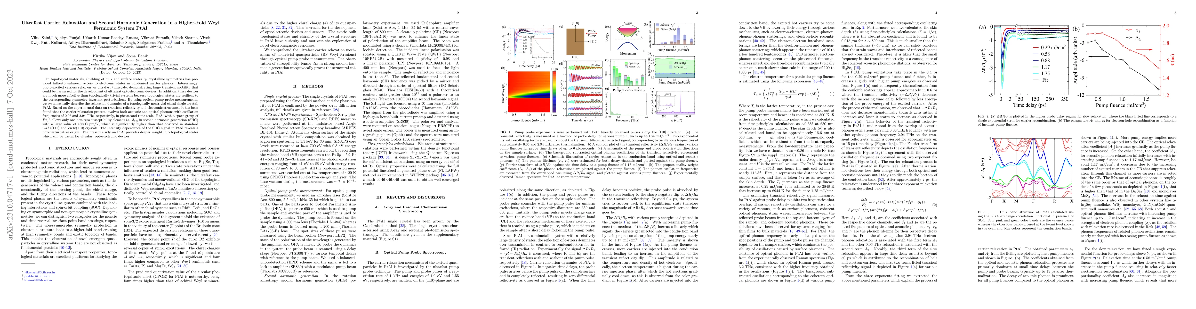 Thumbnail for Ultrafast Carrier Relaxation and Second Harmonic Generation in a
  Higher-Fold Weyl Fermionic System PtAl