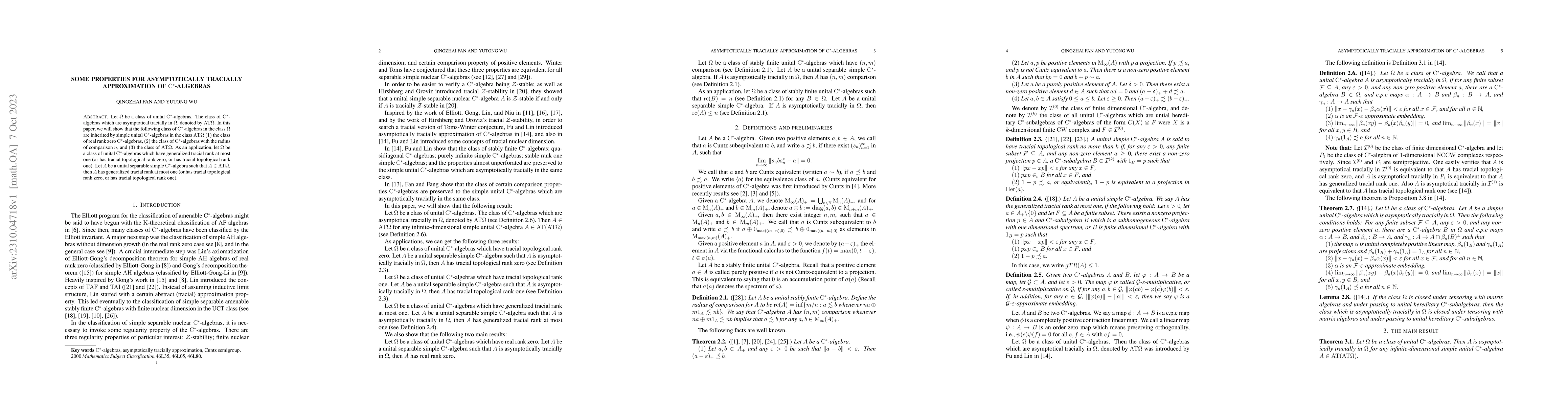 Thumbnail for some properties for asymptotically tracially approximation of
  C*-algebras