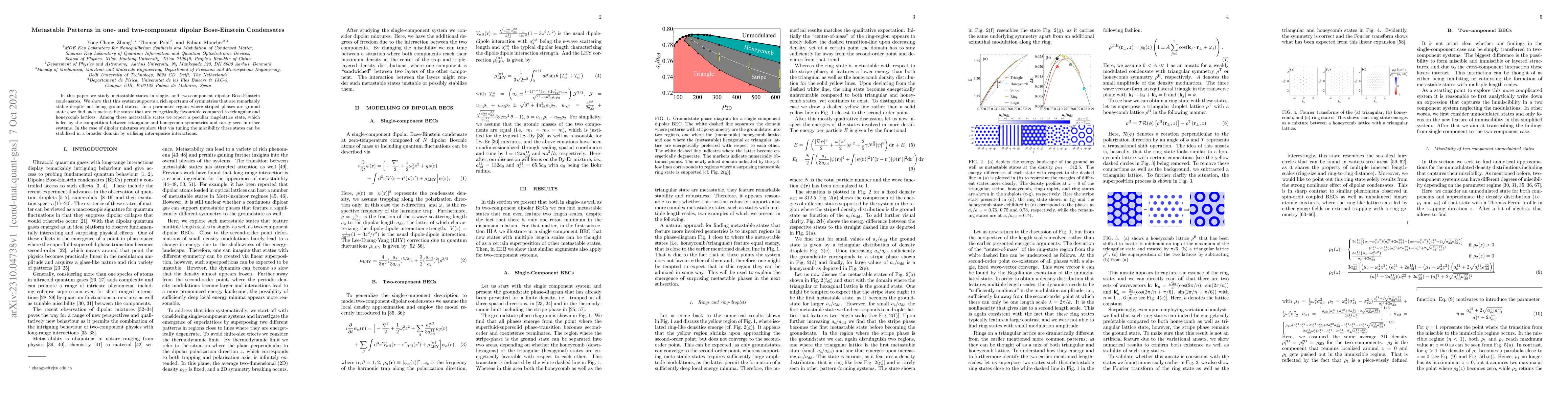 Thumbnail for Metastable Patterns in one- and two-component dipolar Bose-Einstein
  Condensates