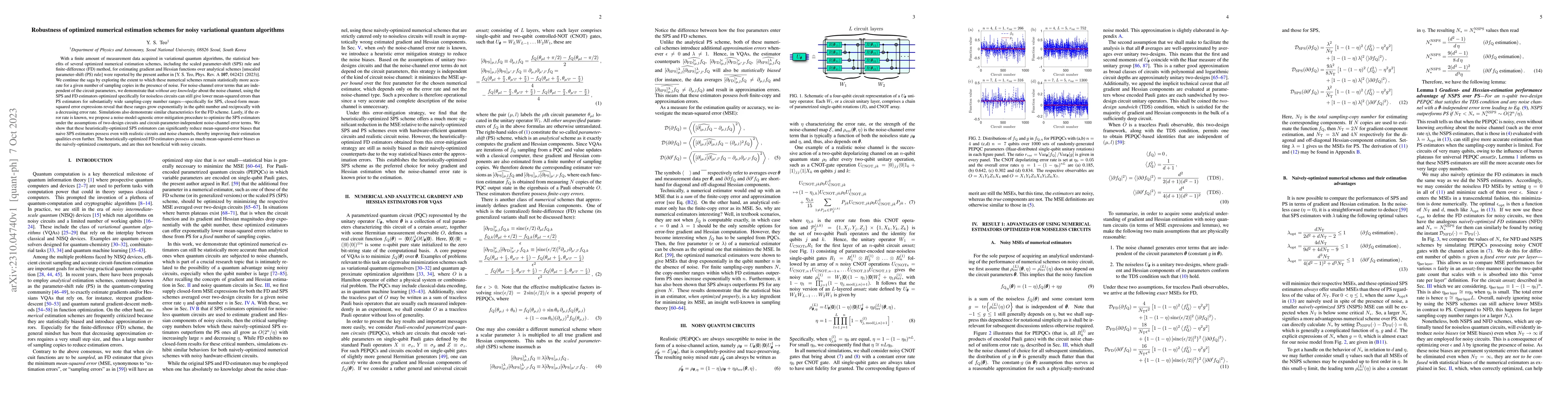 Thumbnail for Robustness of optimized numerical estimation schemes for noisy
  variational quantum algorithms