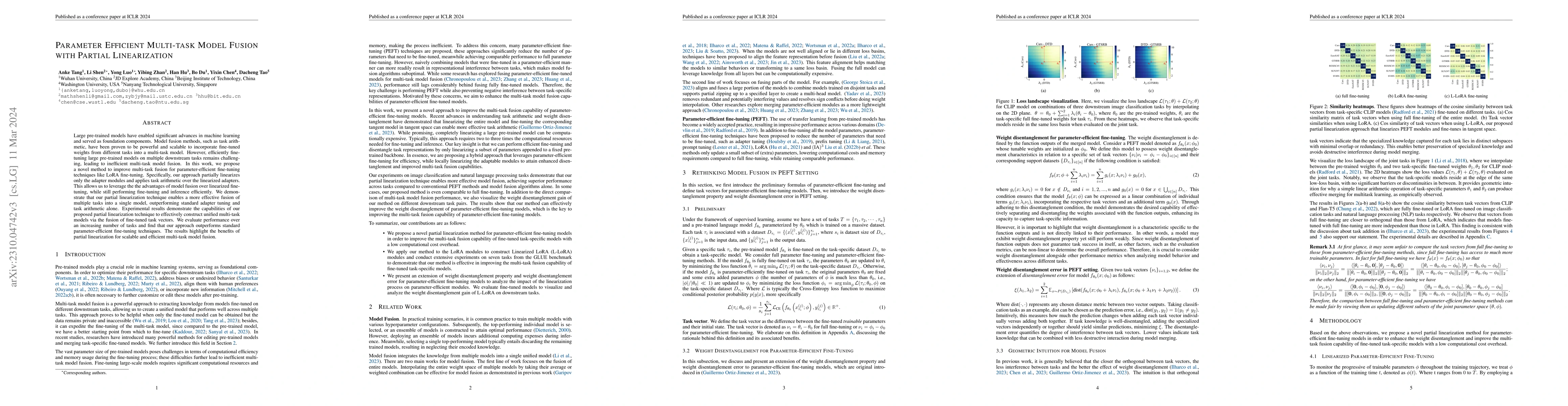 Thumbnail for Parameter Efficient Multi-task Model Fusion with Partial Linearization