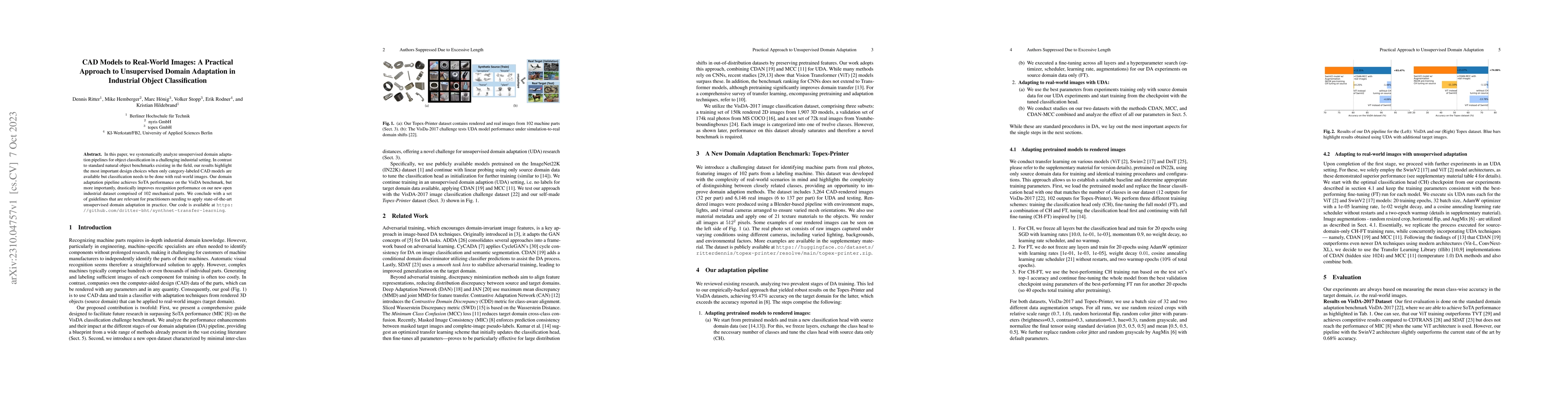 Thumbnail for CAD Models to Real-World Images: A Practical Approach to Unsupervised
  Domain Adaptation in Industrial Object Classification