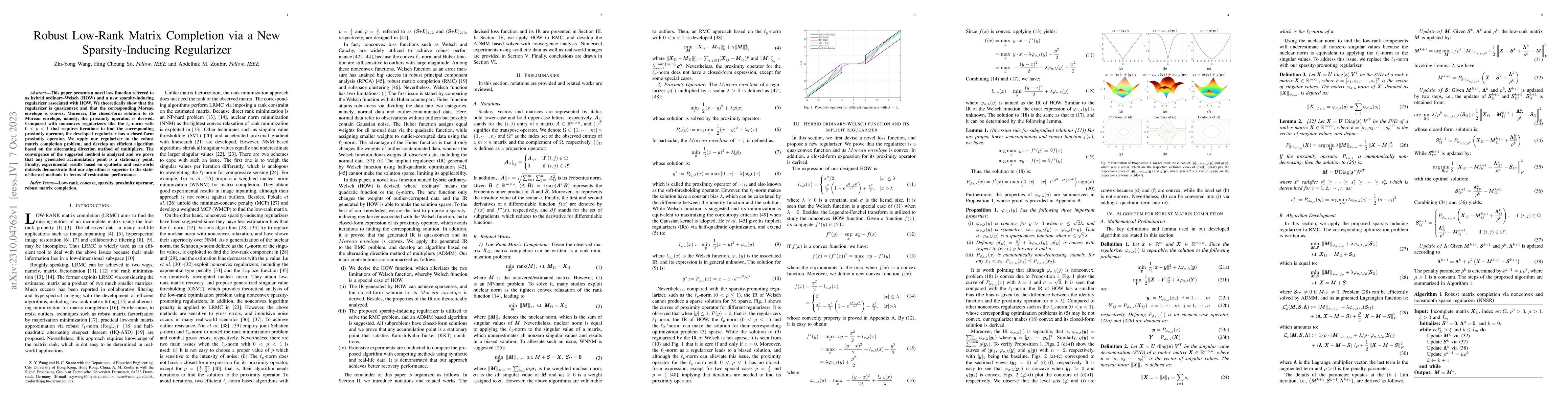 Thumbnail for Robust Low-Rank Matrix Completion via a New Sparsity-Inducing
  Regularizer