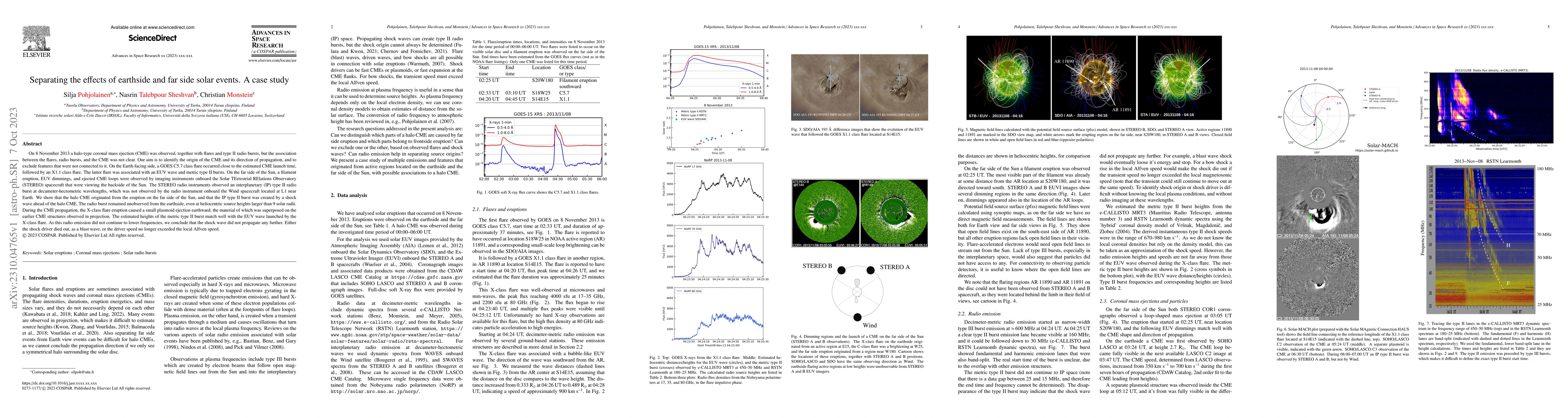 Thumbnail for Separating the effects of earthside and far side solar events. A case
  study